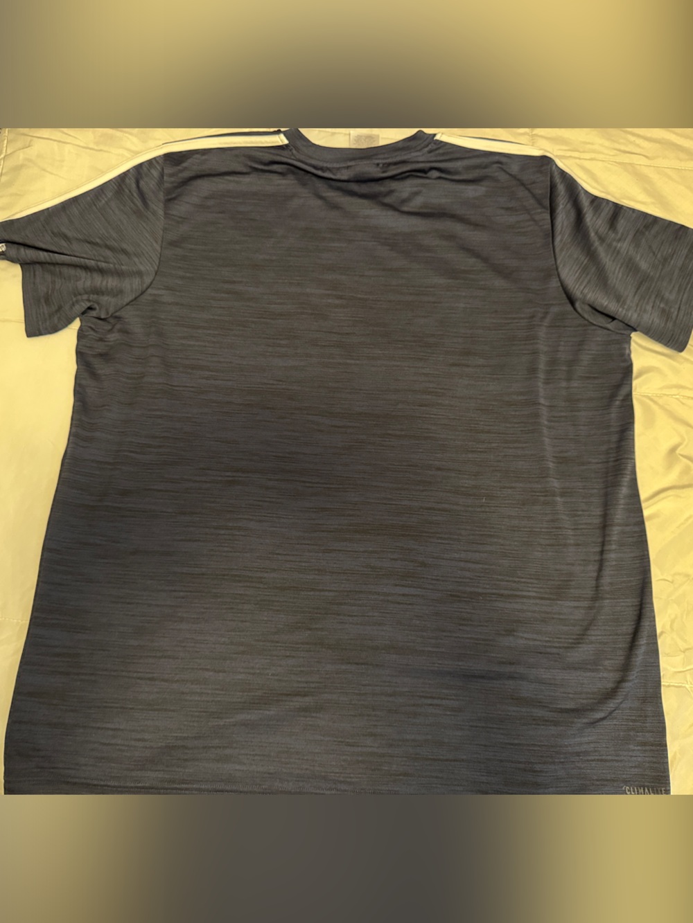 adidas Navy Short Sleeve Athletic Tee with White Shoulder Stripes - Picture 5 of 6
